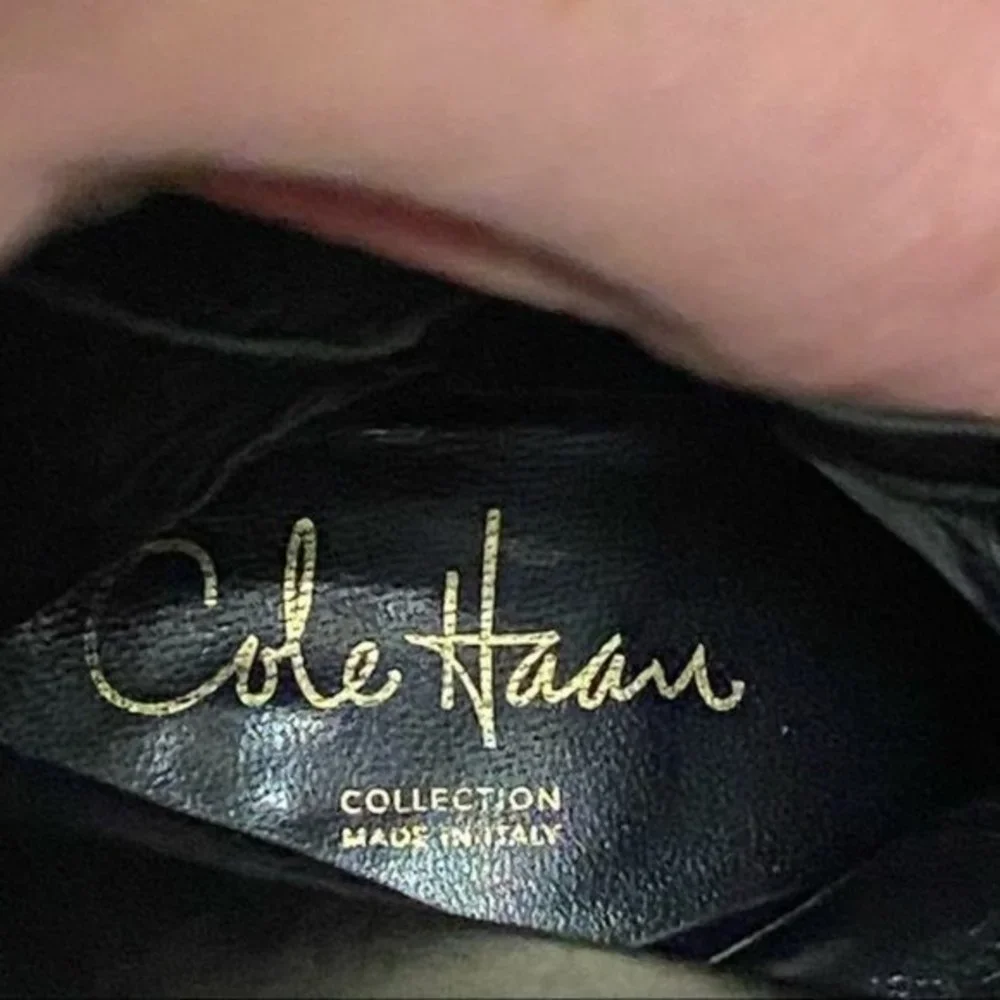 Cole Haan blk leather riding‎ boots w/ vibram soles
